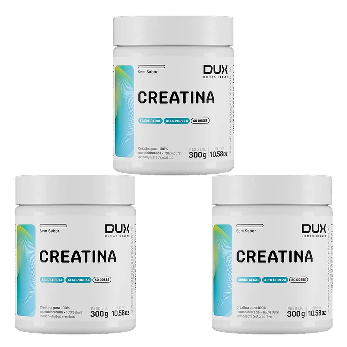 Kit 3X Creatina Monohidratada - 300g Sem Sabor - Dux Nutrition