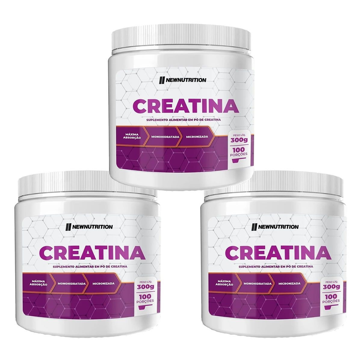 Kit 3X Creatina Monohidratada Micronizada -  300g Neutro - NewNutrition