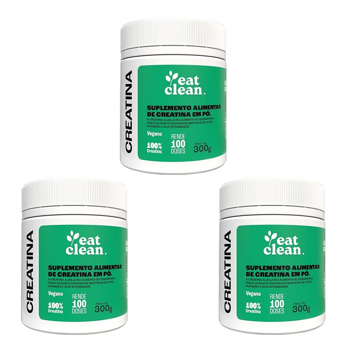 Kit 3X Creatina Vegana - Sem Sabor 300g - Eat Clean