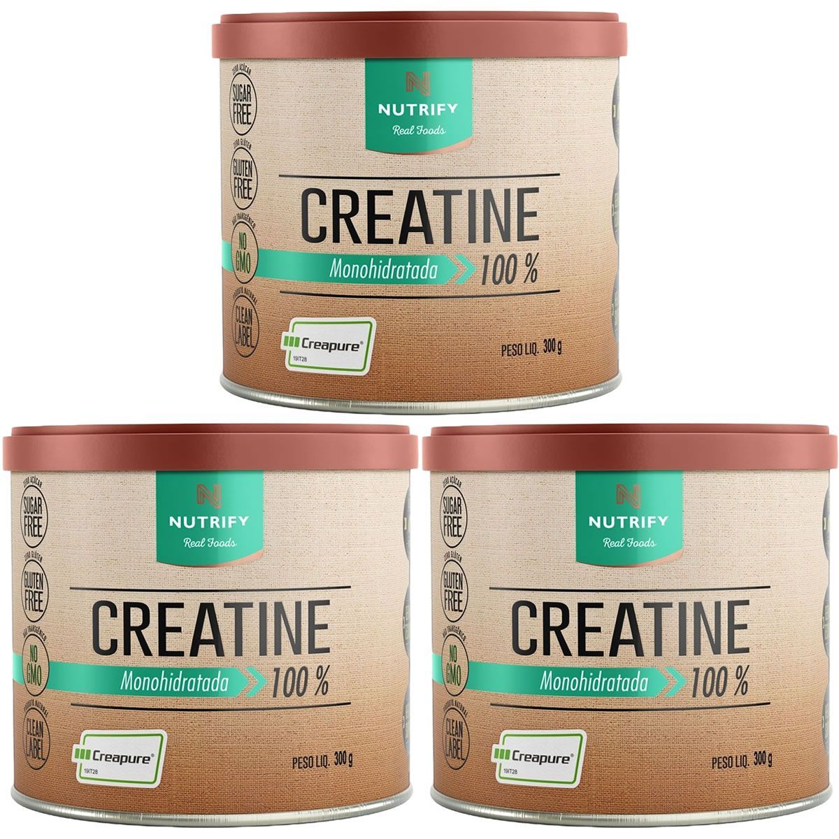 Kit 3X Creatine Creapure - 300g Sem Sabor - Nutrify