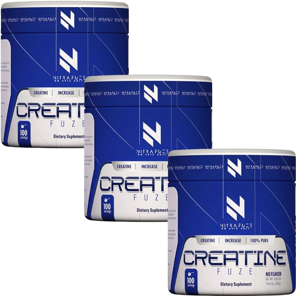 Kit 3X Creatine Fuze - 300g Sem Sabor - NitraFuze