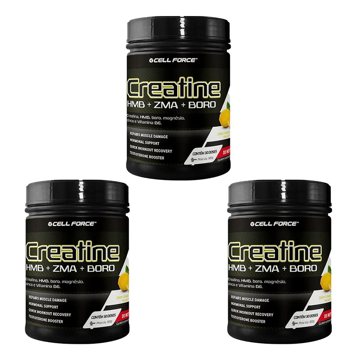 Kit 3X Creatine + Hmb + Zma + Boro - 300g Lim�o Siciliano - Cell Force
