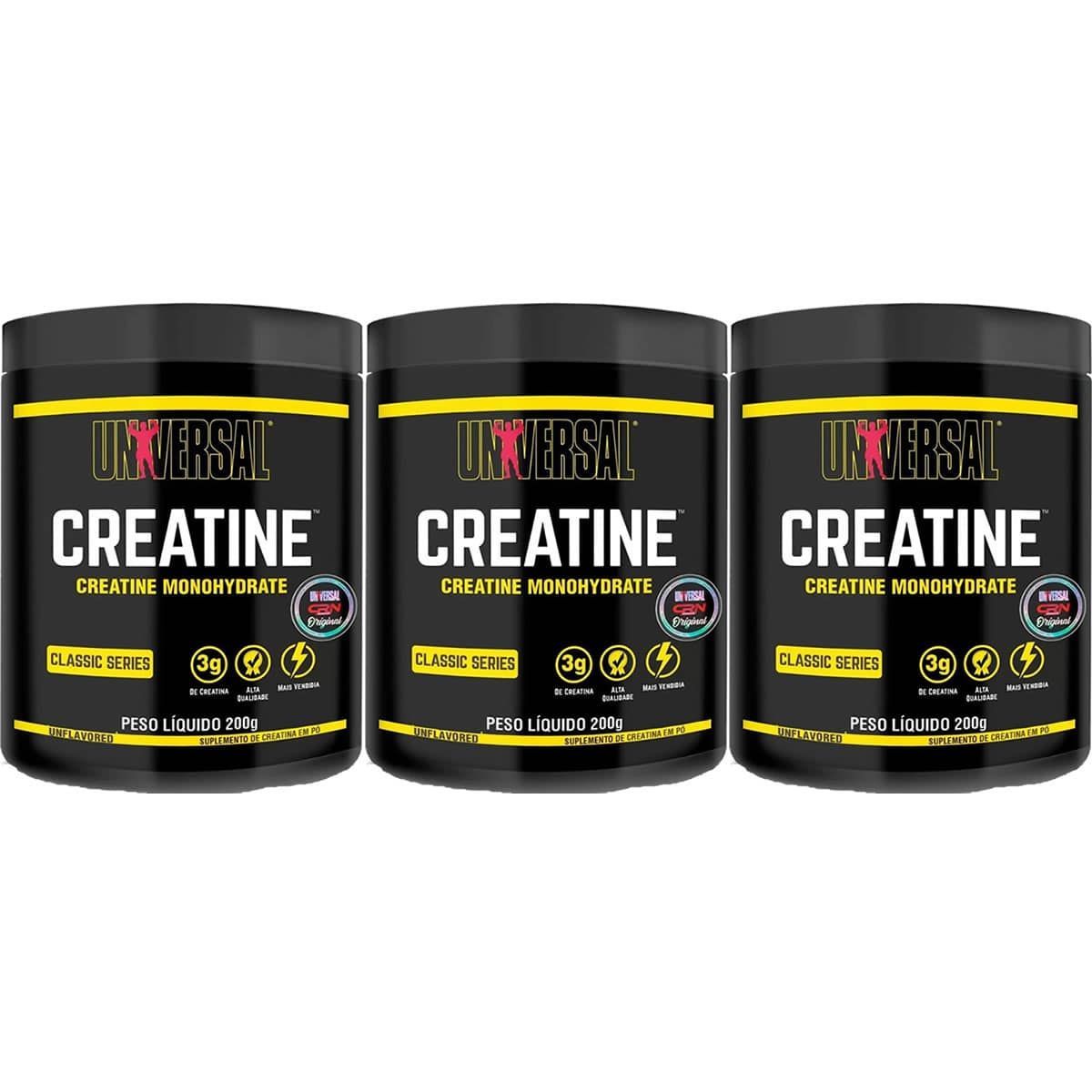 Kit 3X Creatine Monohidratada - 200g Sem Sabor - Universal
