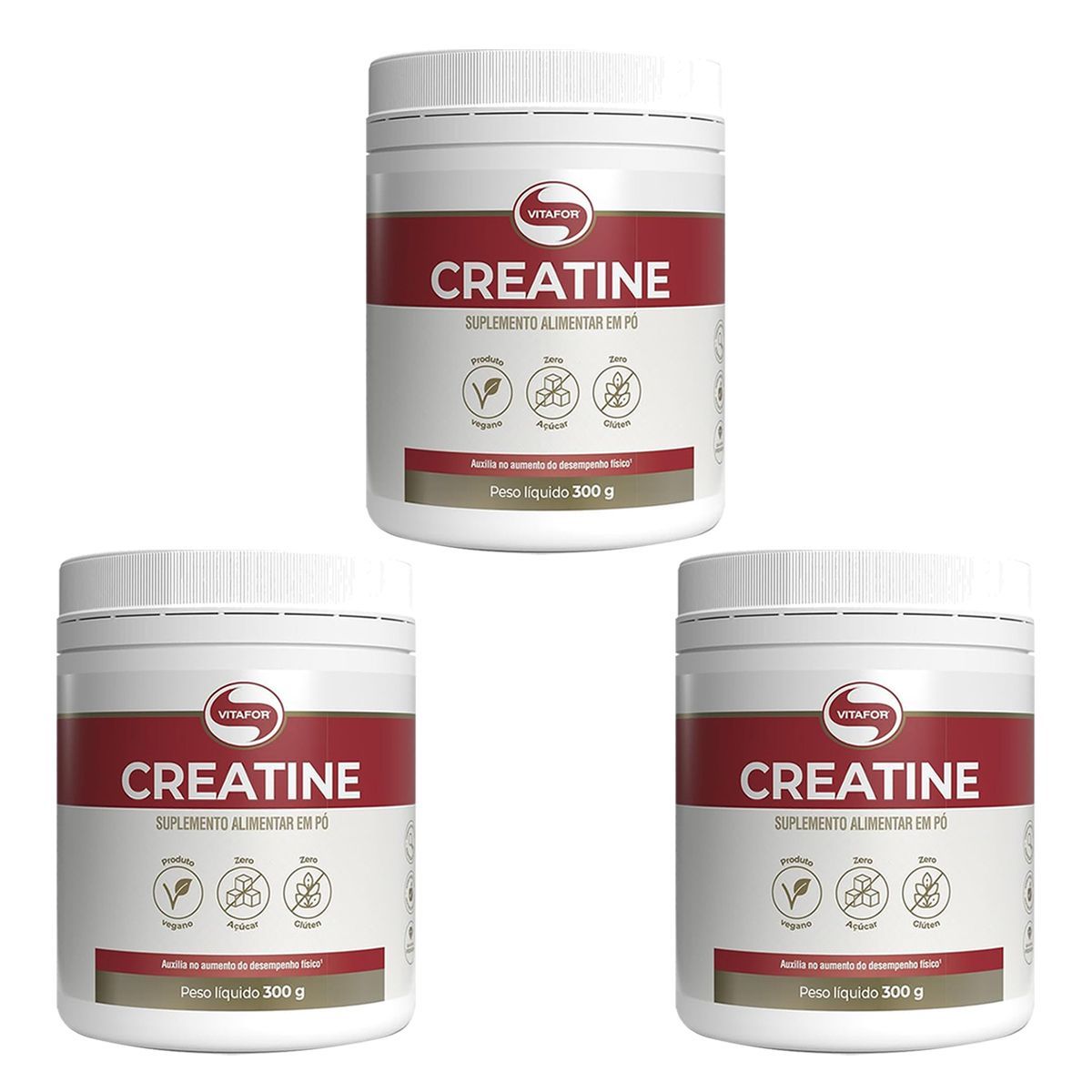 Kit 3X Creatine Monohidratada - 300g - Vitafor