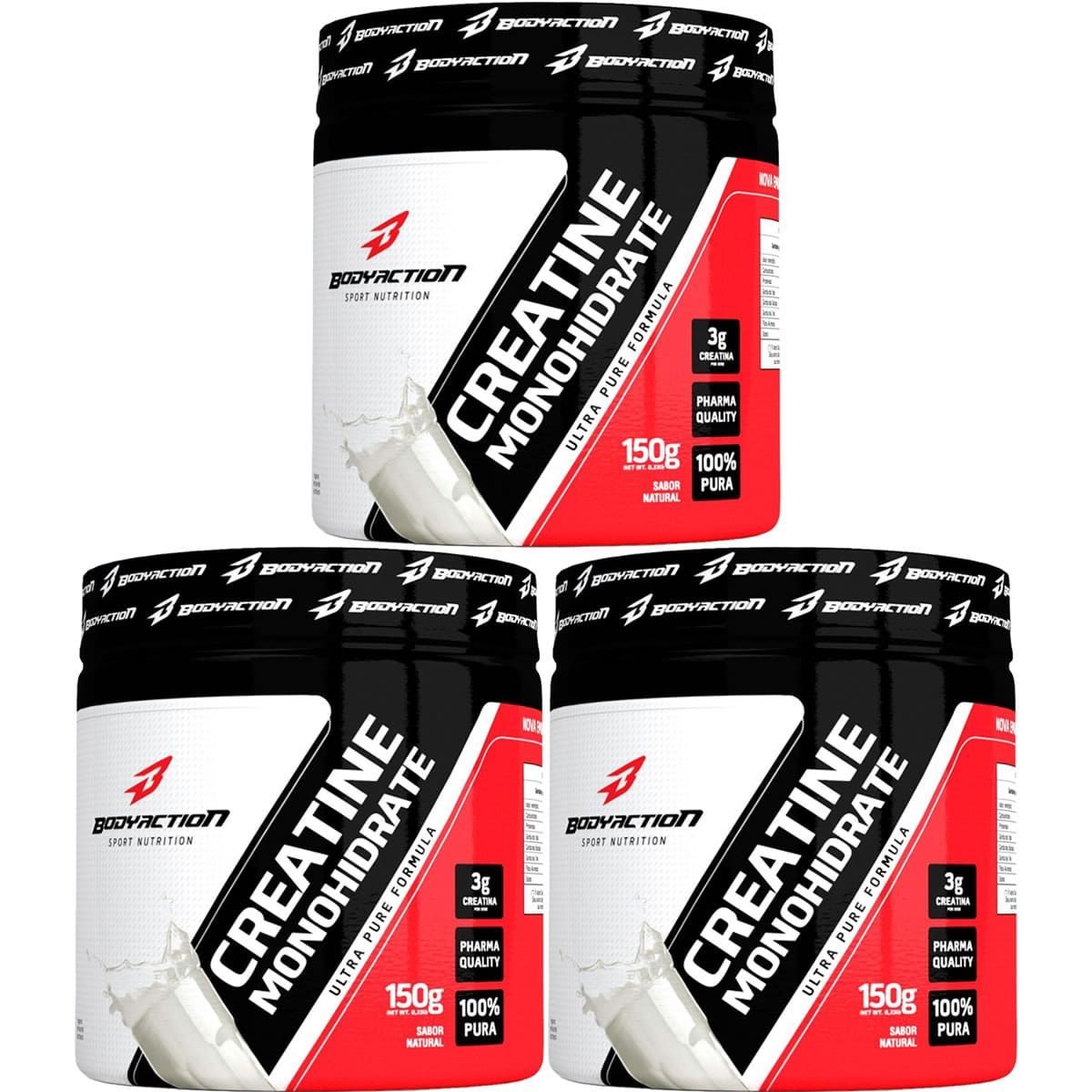 Kit 3X Creatine Monohydrate - 150g - BodyAction