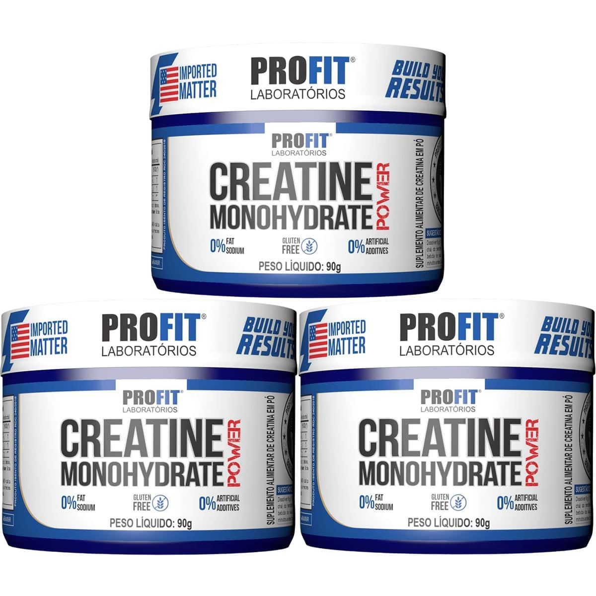 Kit 3X Creatine Monohydrate Power - 90g Sem Sabor - Profit