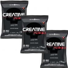 Kit 3X Creatine Turbo - 1000g Refil Sem Sabor - BlackSkull