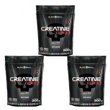 Kit 3X Creatine Turbo Monohidratada - 300g Refil Sem Sabor - Black Skull