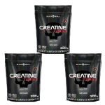 Kit 3X Creatine Turbo Monohidratada - 300g Refil Sem Sabor - Black Skull