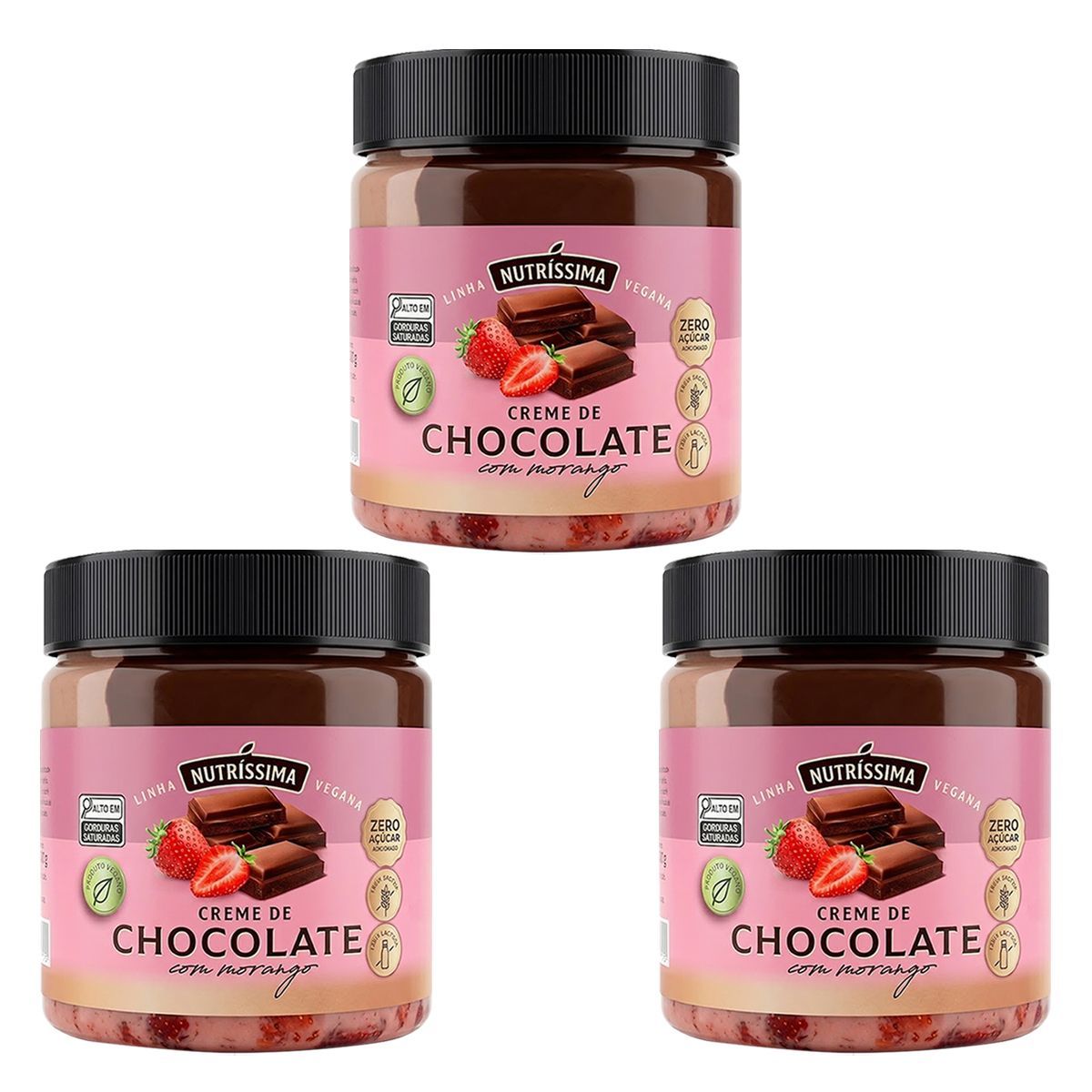 Kit 3X Creme Chocolate com Morango - 450g - Nutr�ssima