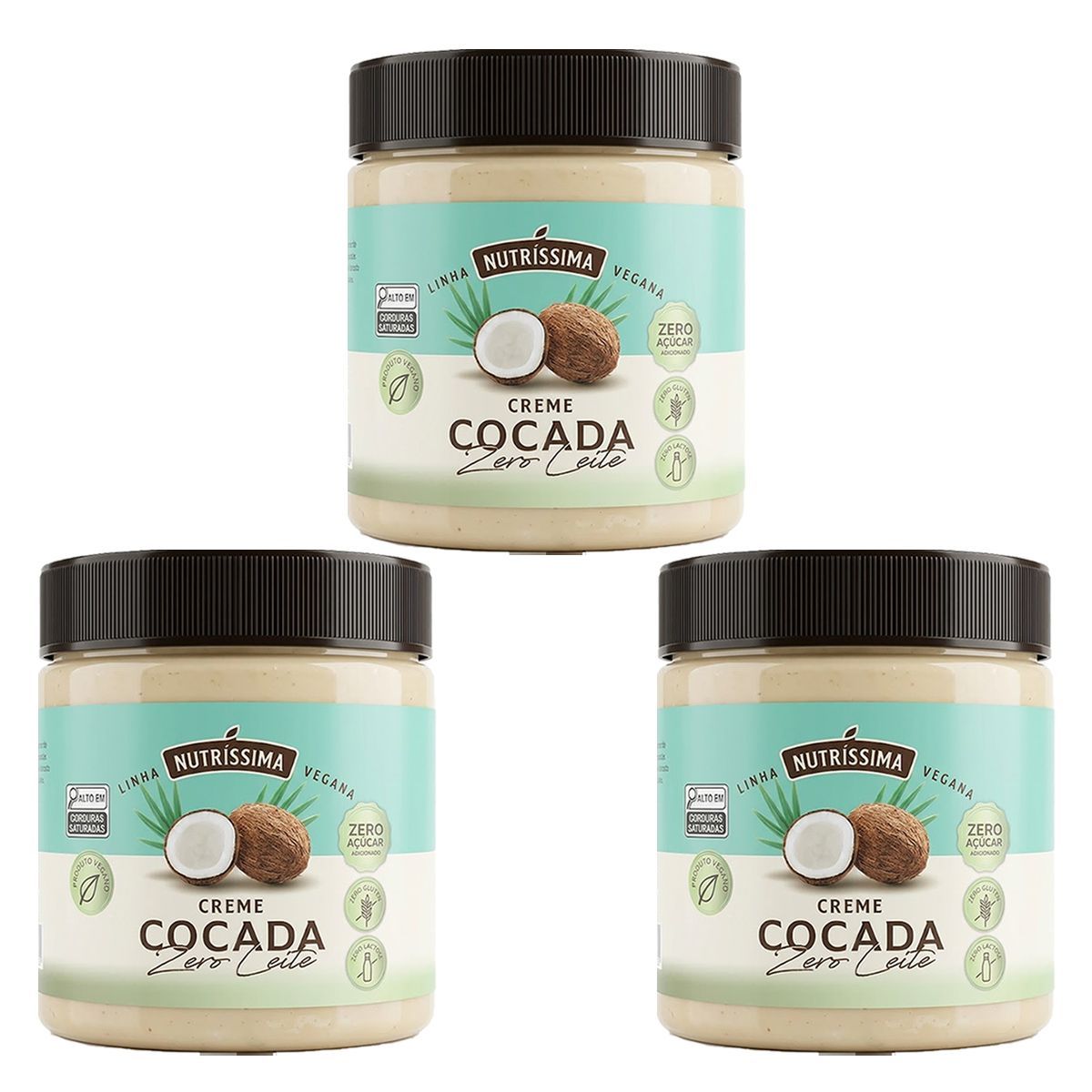 Kit 3X Creme Cocada Zero Leite - 450g Coco - Nutr�ssima