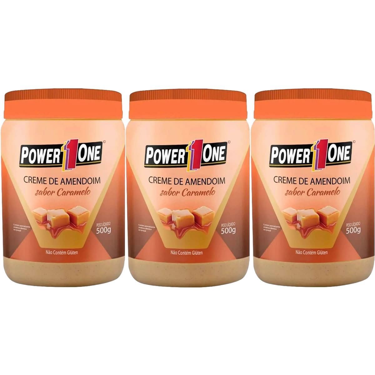 Kit 3X Creme de Amendoim - 500g Caramelo - Power One