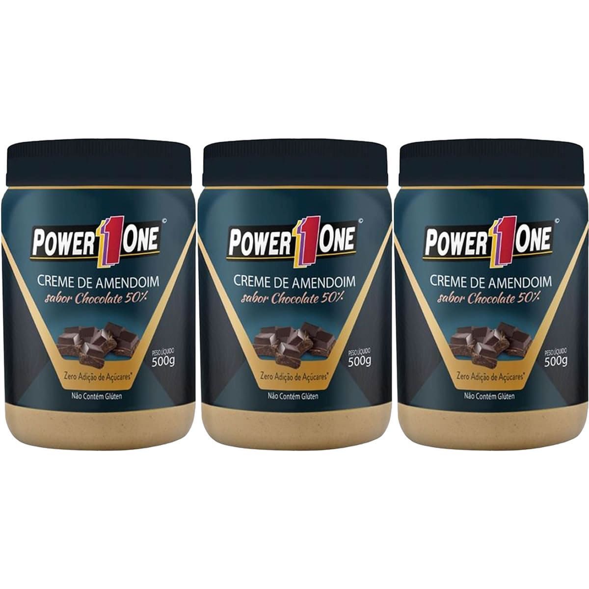 Kit 3X Creme de Amendoim - 500g Chocolate 50% - Power One