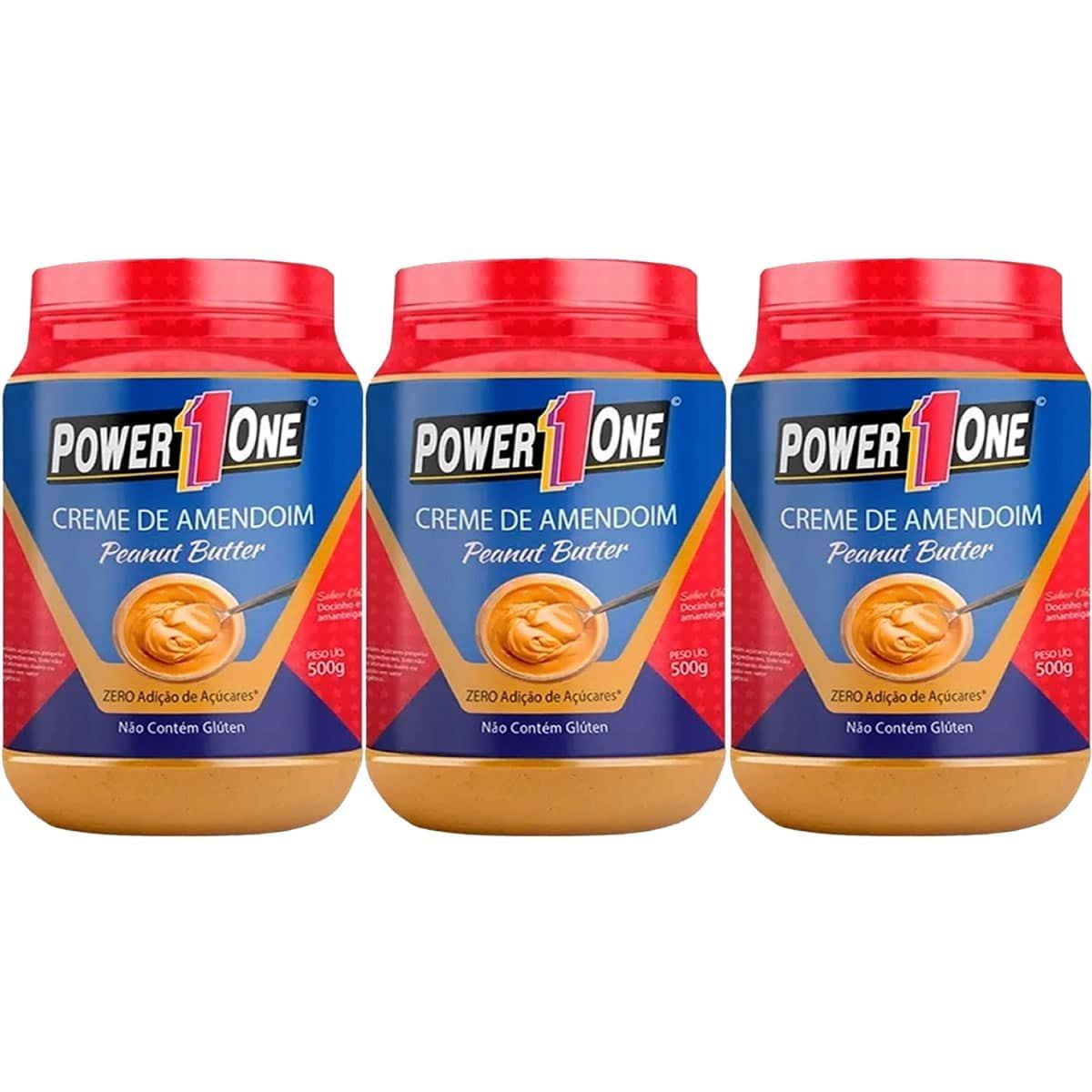 Kit 3X Creme de Amendoim - 500g Peanut Butter - Power One
