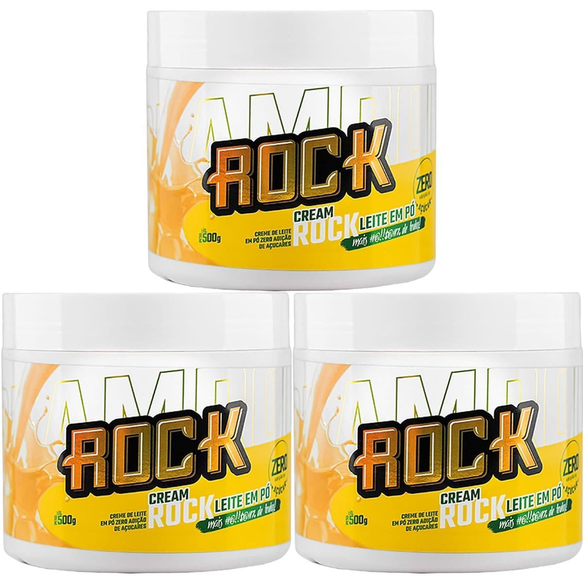 Kit 3X Creme de Amendoim Zero A��car - 500g Leite em P� - Rock Peanut