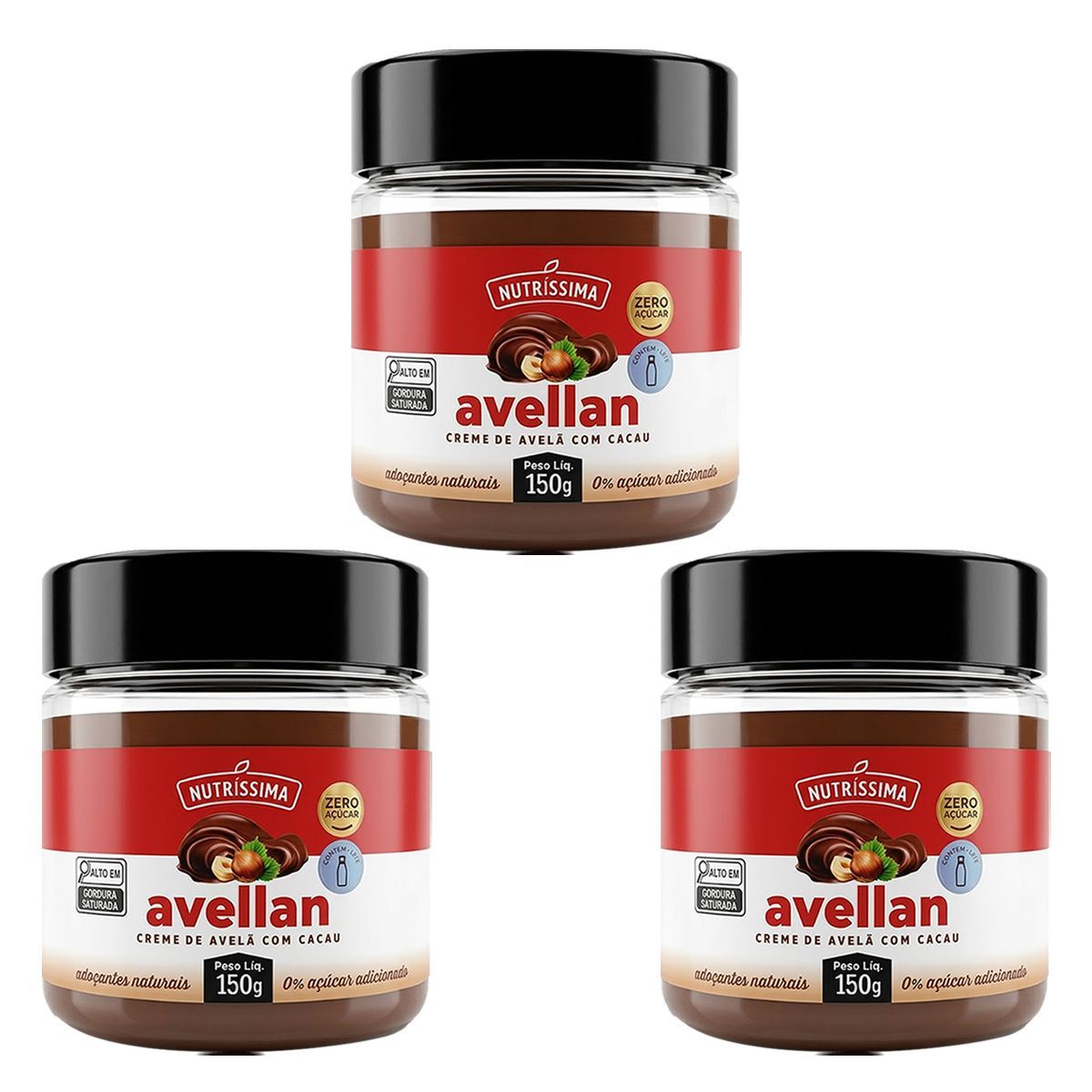 Kit 3X Creme de Avel� Com Cacau - 150g - Nutr�ssima