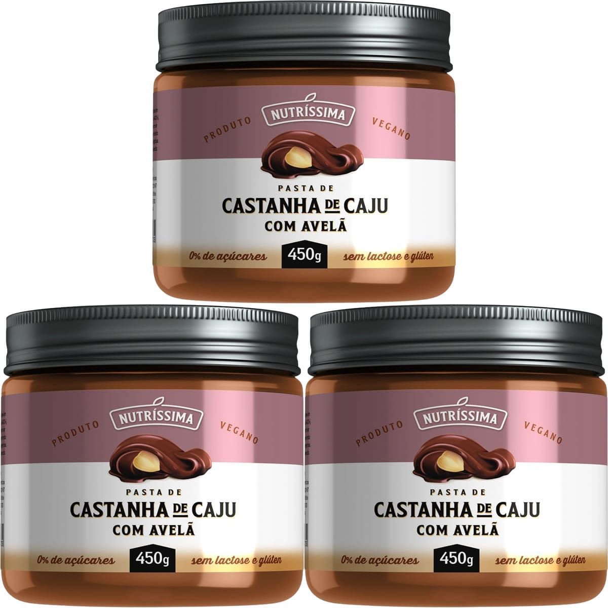 Kit 3X Creme de Castanha de Caju Com Avel� - 450g - Nutrissima
