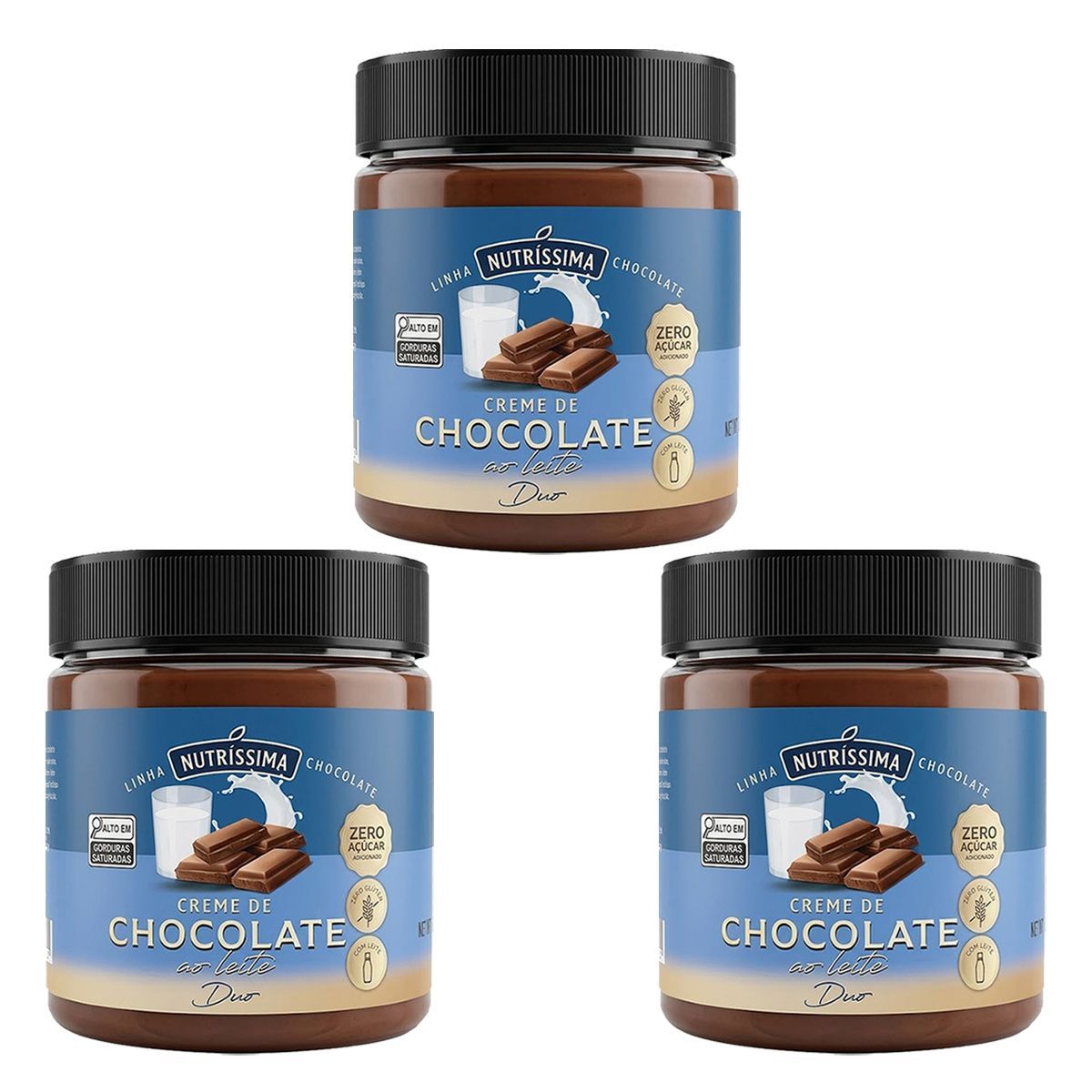 Kit 3X Creme de Chocolate ao Leite - 450g - Nutr�ssima