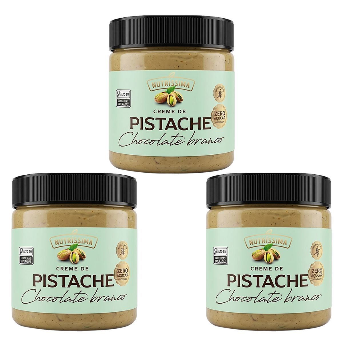 Kit 3X Creme de Pistache Com Chocolate Branco - 450g - Nutr�ssima