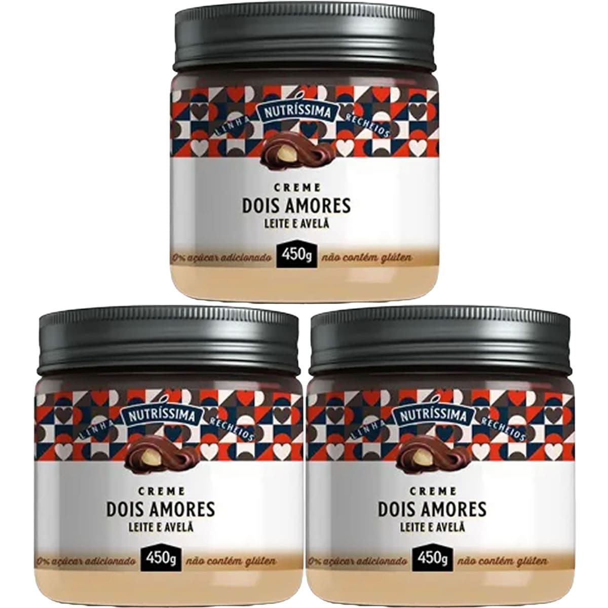 Kit 3X Creme Dois Amores - 450g Leite e Avel� -  Nutrissima