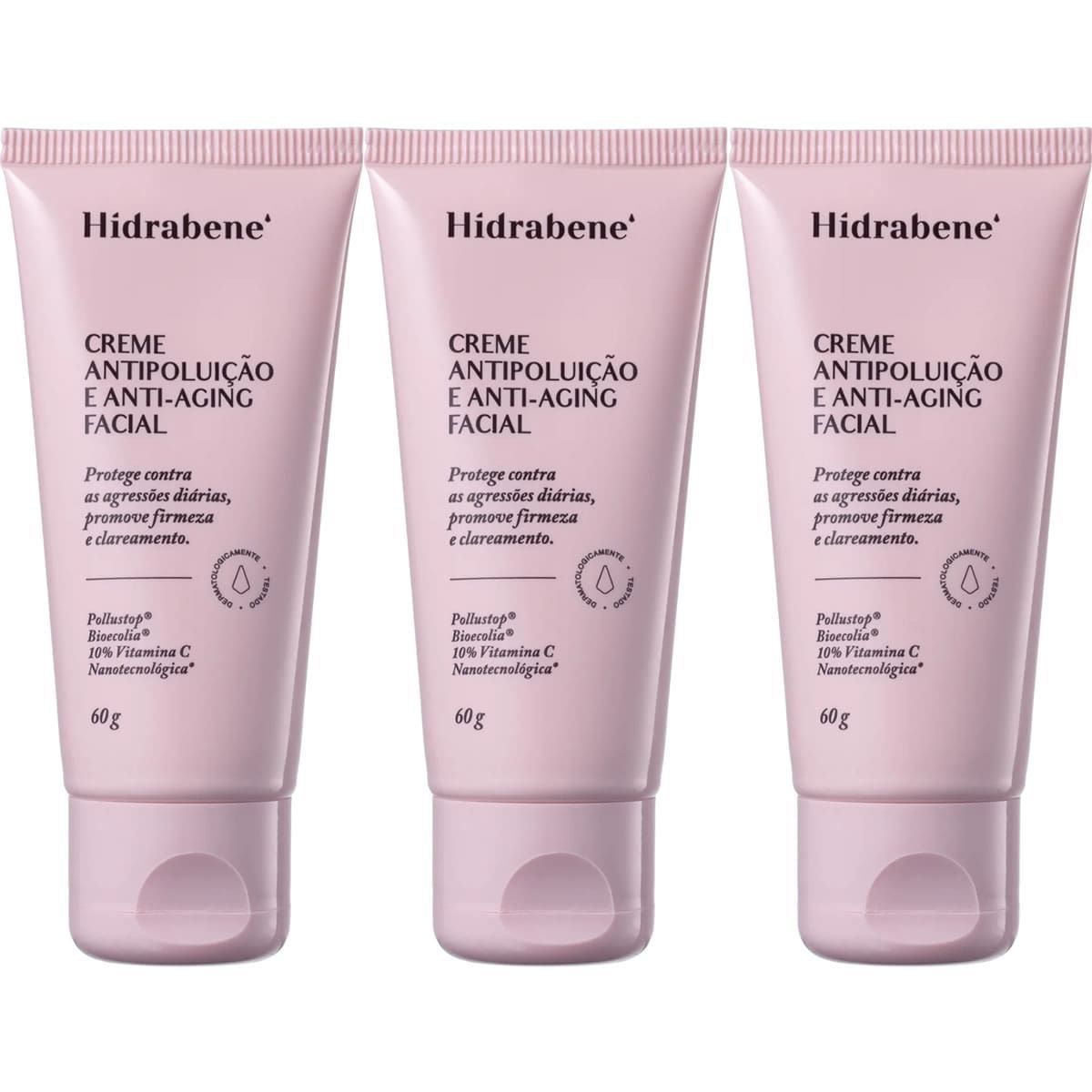 Kit 3X Creme Facial Antipolui��o e  Anti-Aging - 60g - Hidrabene