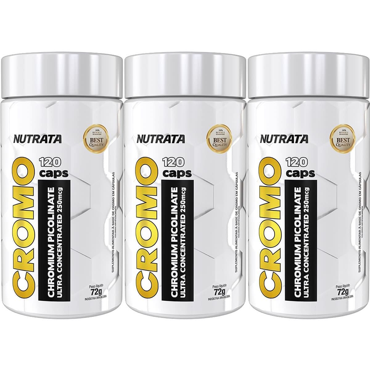 Kit 3X Cromo 100% - 120 C�psulas - Nutrata
