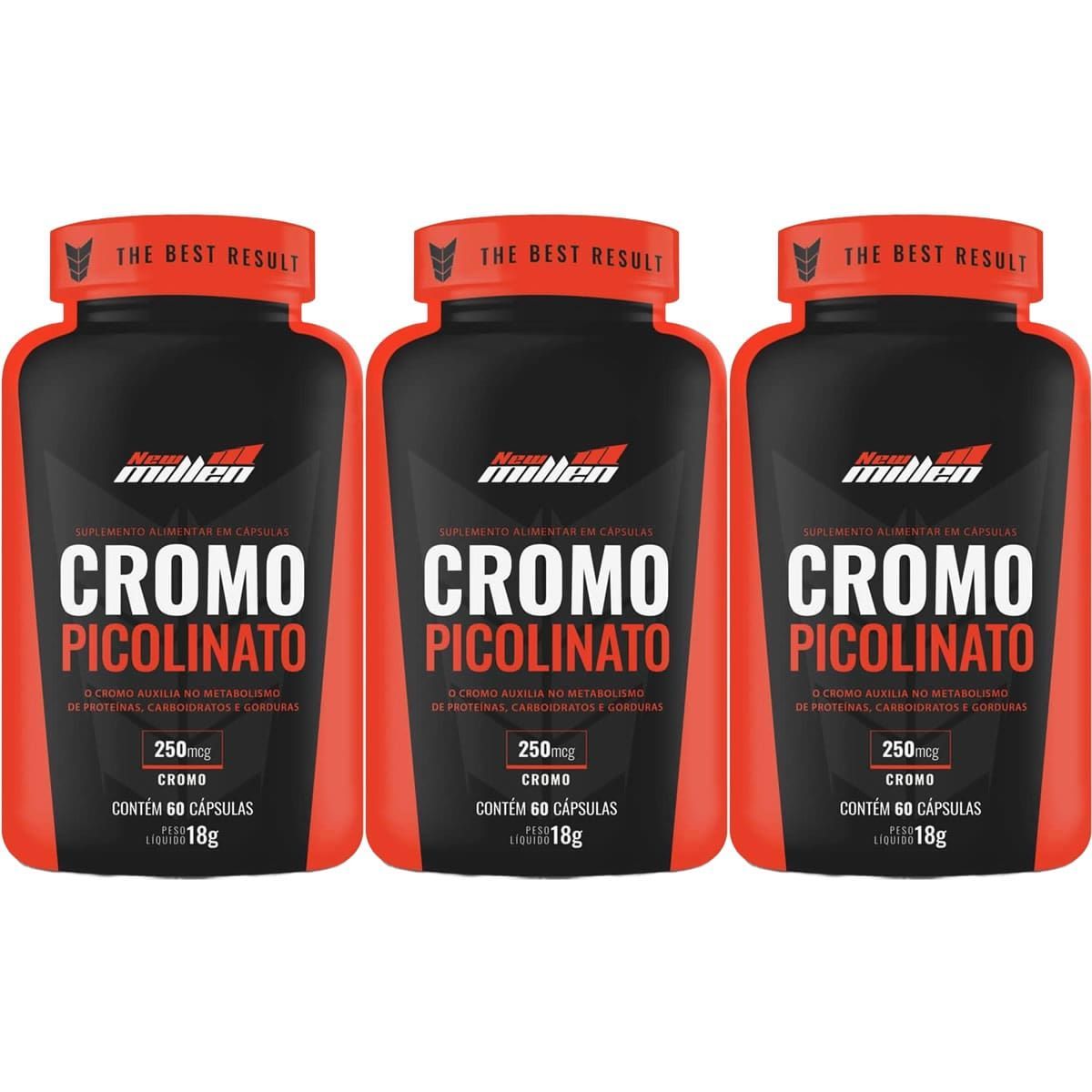 Kit 3X Cromo Picolinato - 60 C�psulas - New Millen