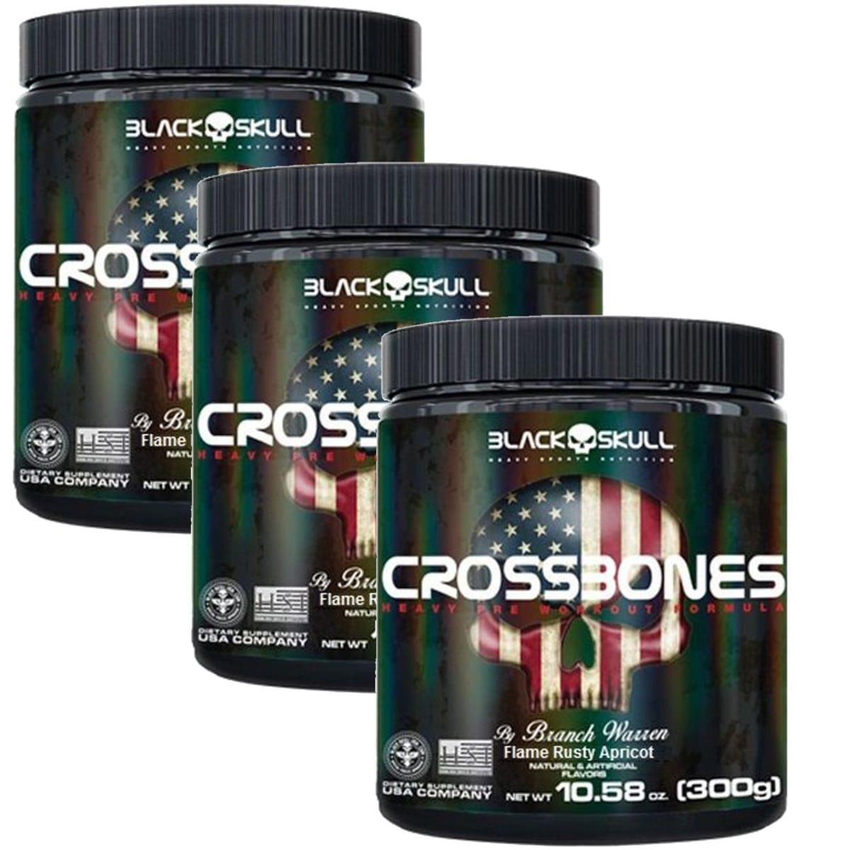 Kit 3X Crossbones - 300g Flame Rusty Apricot - Black Skull
