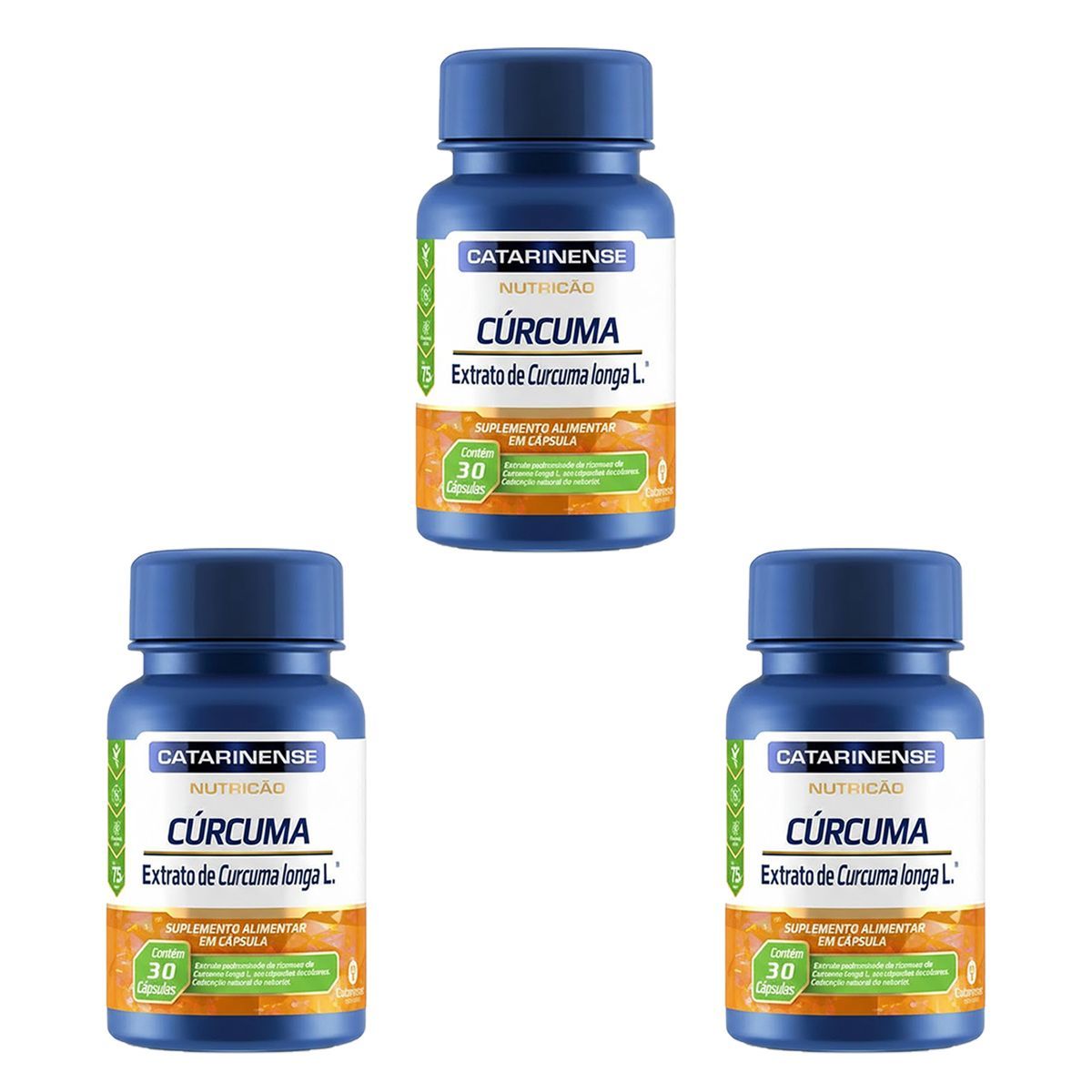 Kit 3X C�rcuma - 30 C�psulas - Catarinense Nutri��o