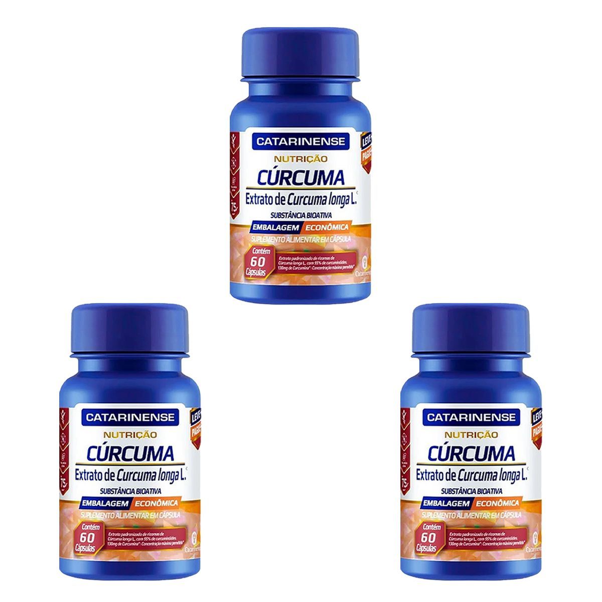 Kit 3X C�rcuma - 60 C�psulas - Catarinense Nutri��o