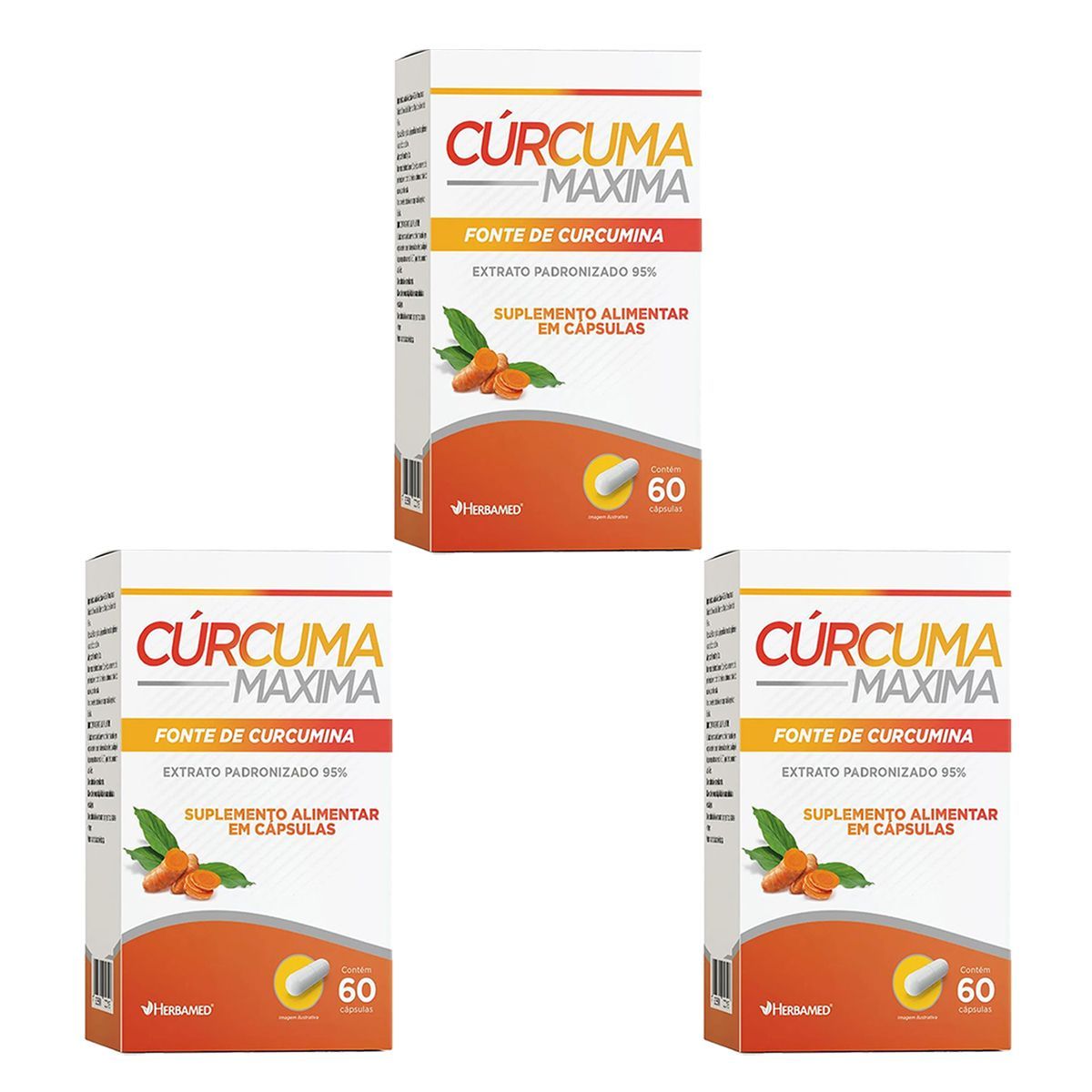 Kit 3X C�rcuma Maxima - 60 C�psulas - Herbamed