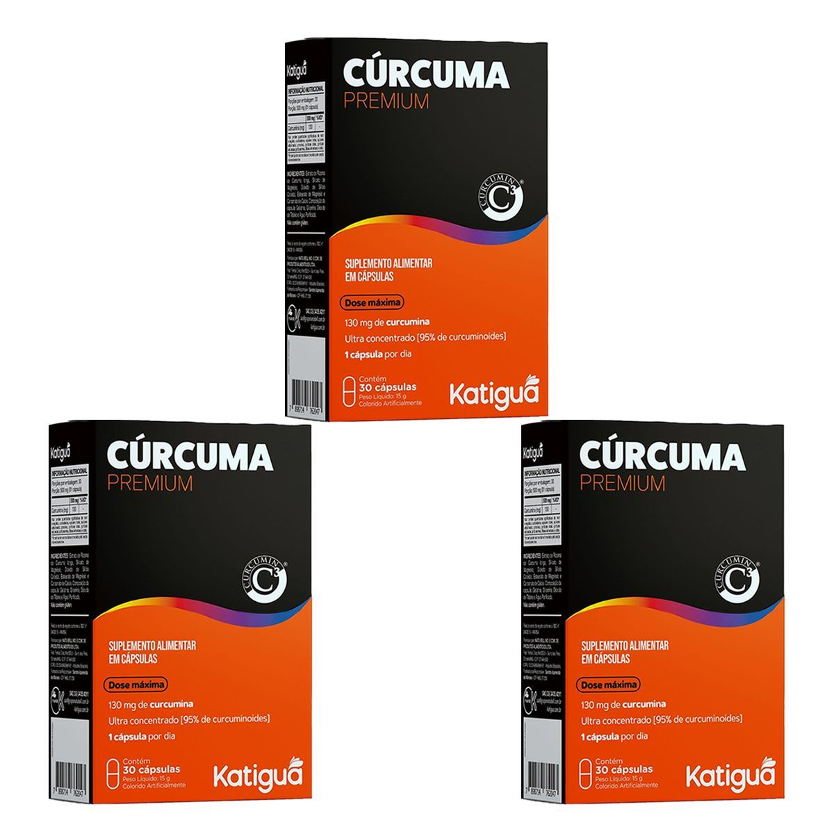 Kit 3X C�rcuma Premium - 30 C�psulas - Katigu�