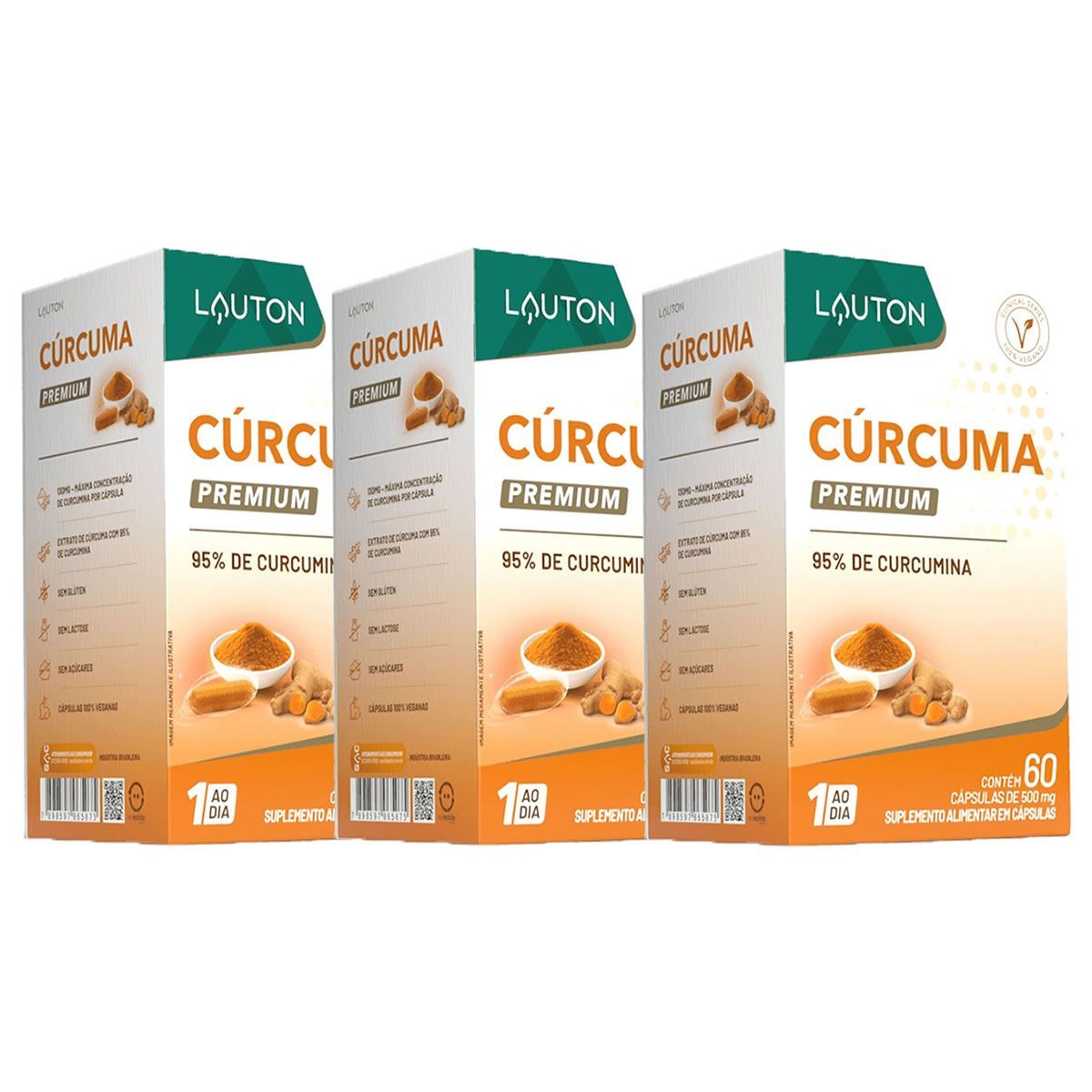 Kit 3X C�rcuma Premium - 30 C�psulas - Lauton Nutrition