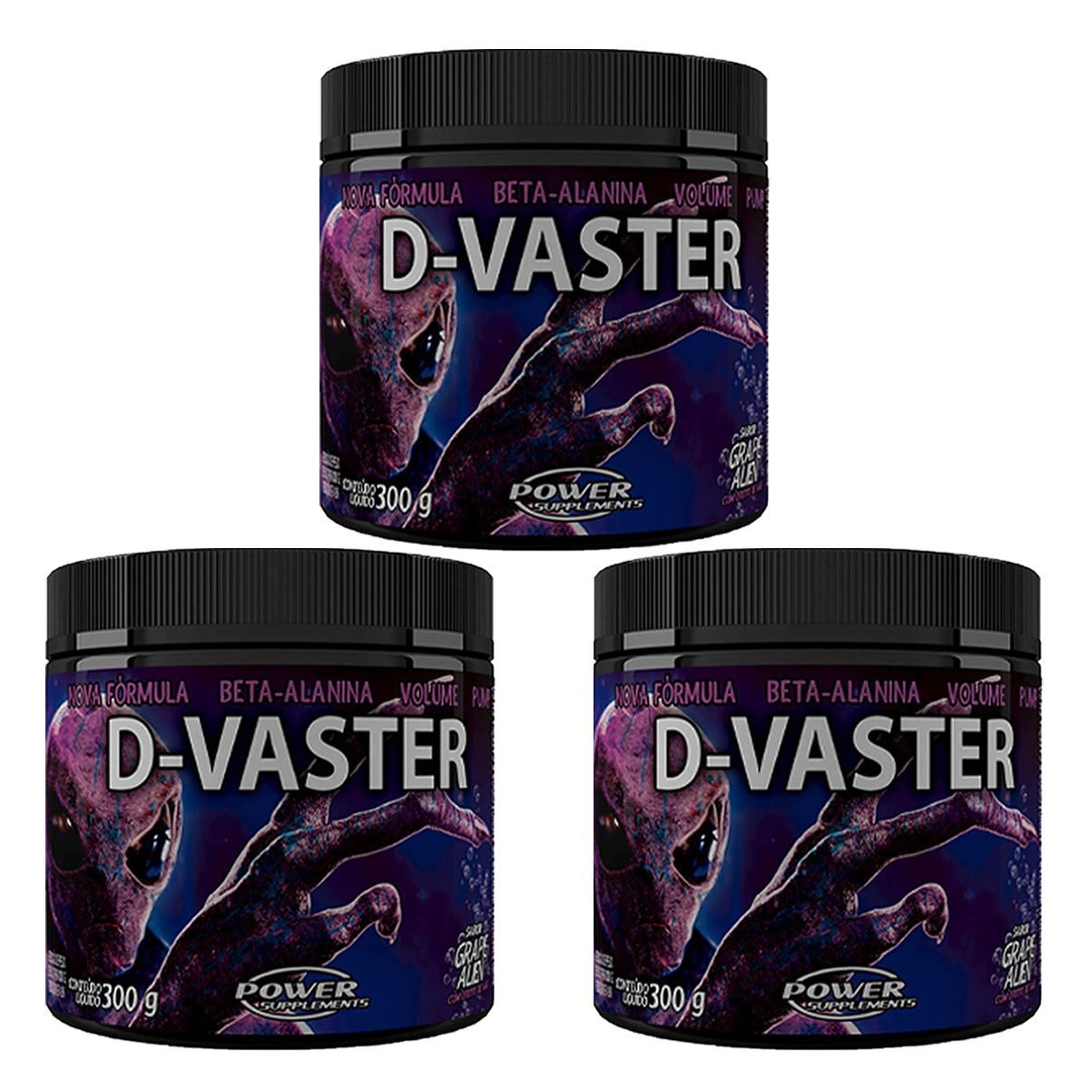 Kit 3X D-Vaster - 300g Grape Alien - Power Supplements