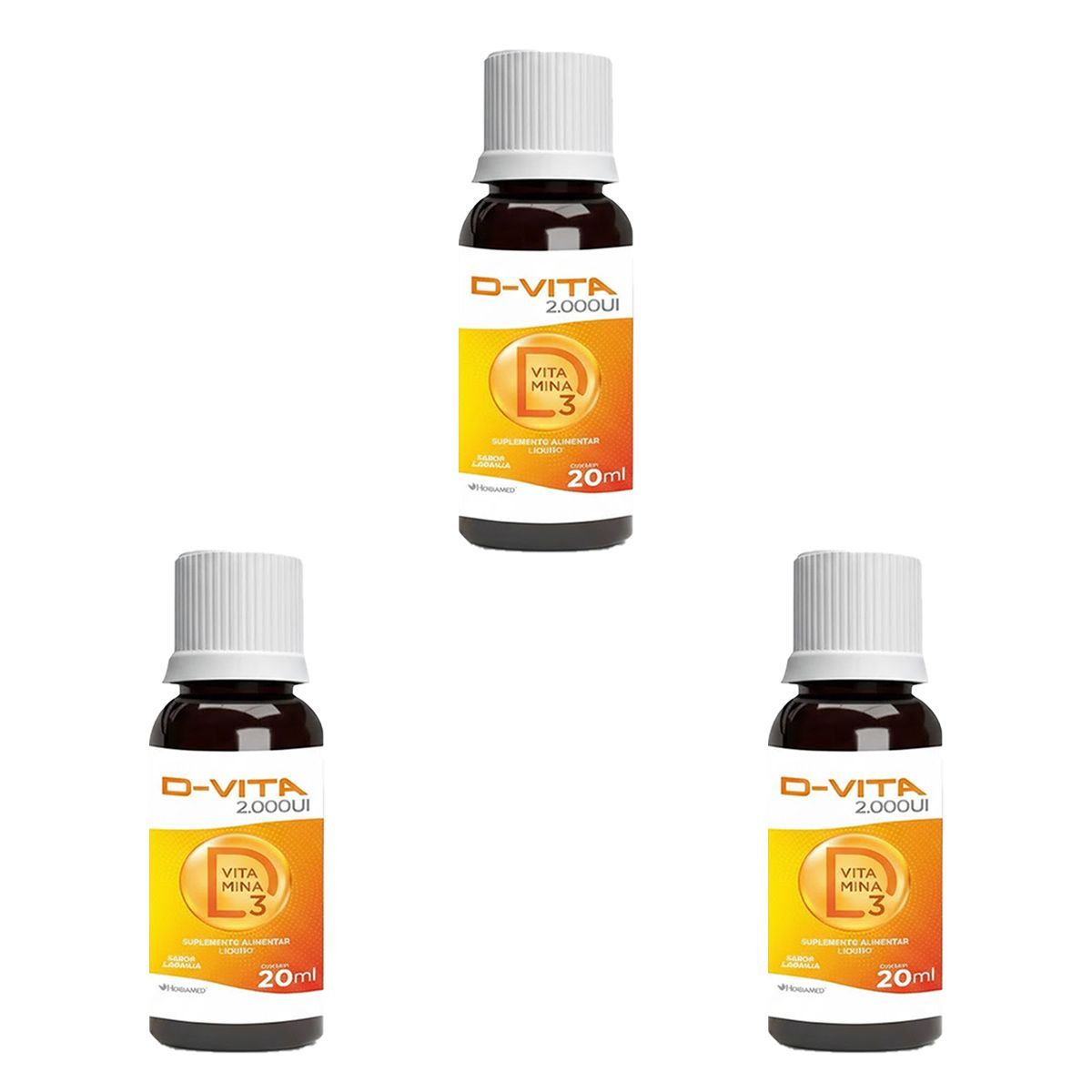 Kit 3X D-Vita Vitamina D3 2000UI - 20ml Laranja - Herbamed