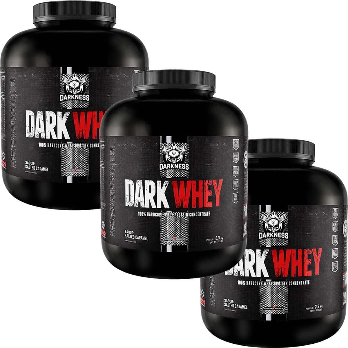 Kit 3X Dark Whey Darkness - 2.300g Caramelo Salgado - IntegralM�dica
