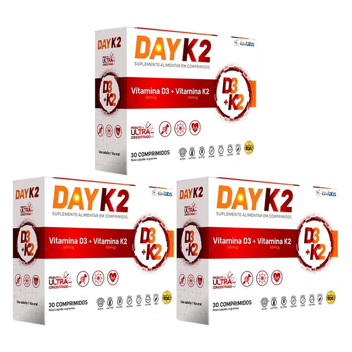 Kit 3X Day K2 - 30 Comprimidos - IDN Labs