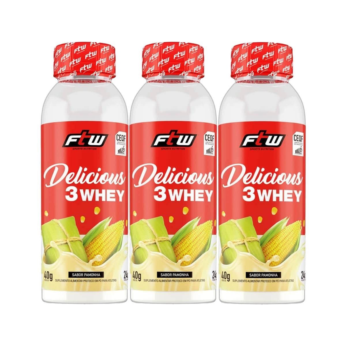 Kit 3X Delicious 3 Whey - 40g Pamonha - FTW