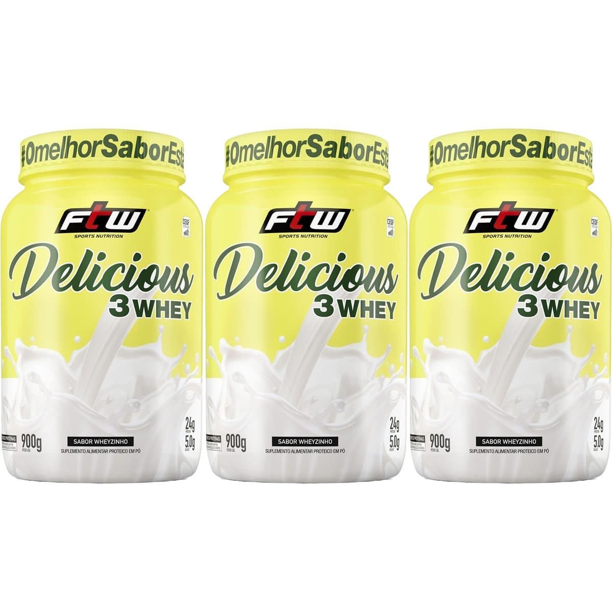 Kit 3X Delicious 3 Whey - 900g Wheyzinho - FTW