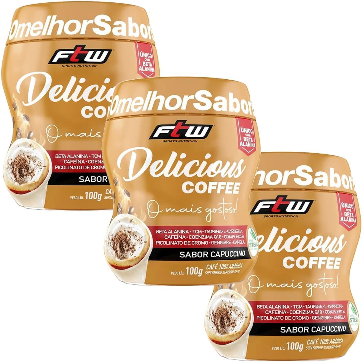 Kit 3X Delicious Coffee - 100g Cappuccino - FTW