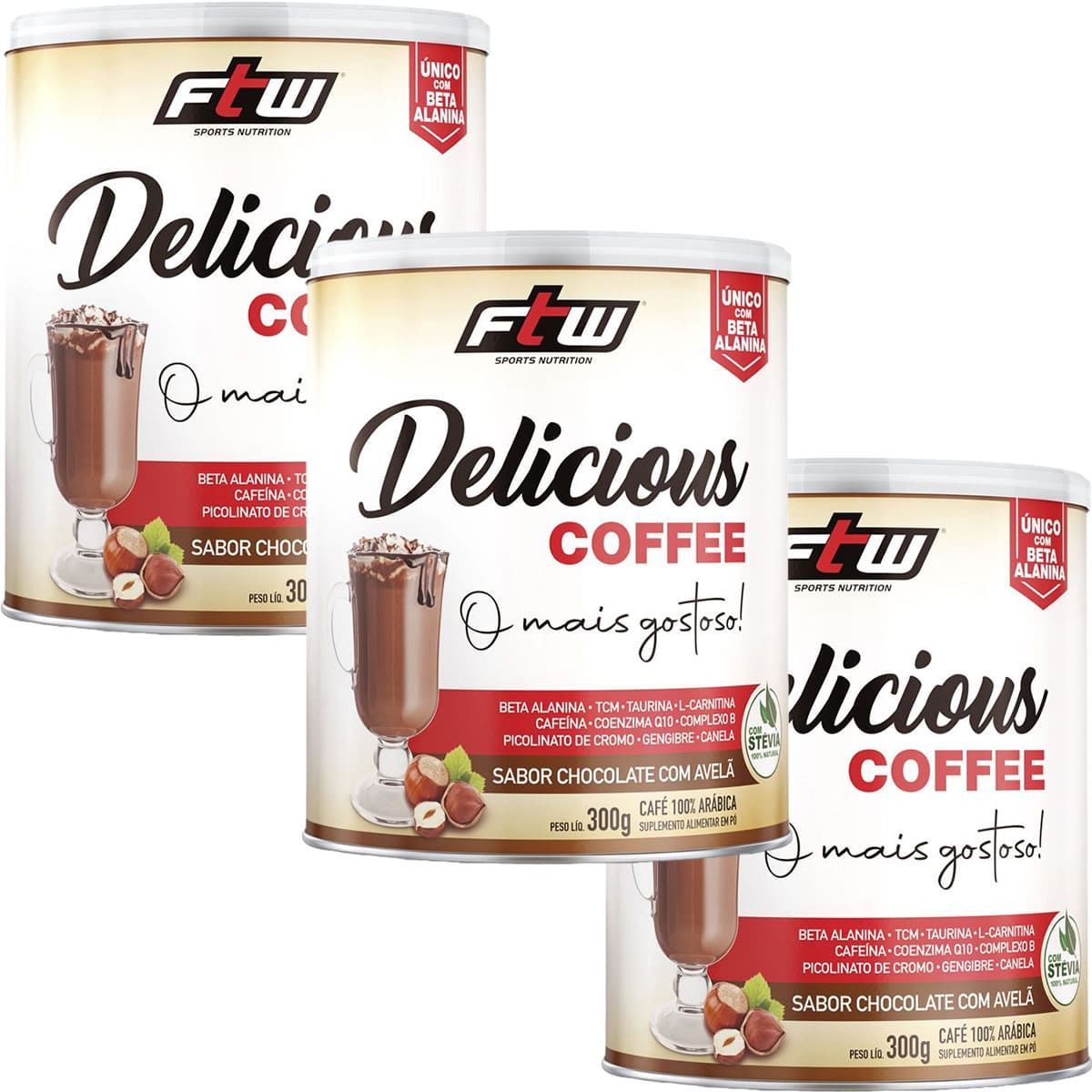Kit 3X Delicious Coffee - 300g Chocolate com Avel� - FTW