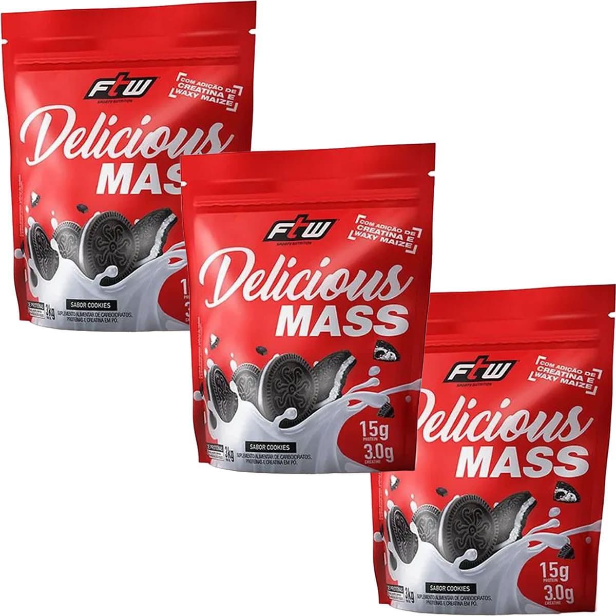 Kit 3X Delicious Mass - 3000g Refil Cookies - FTW