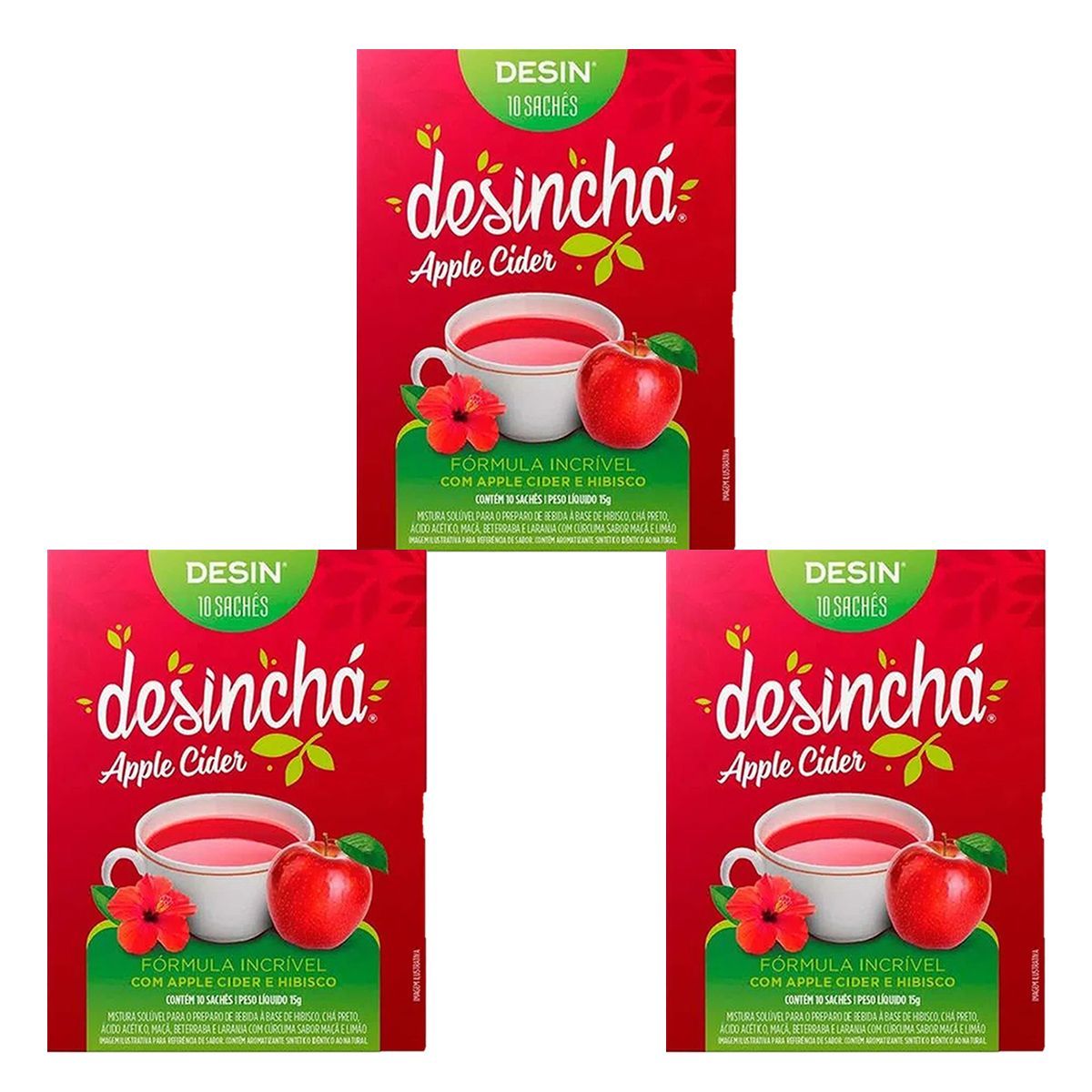 Kit 3X Desin Apple Cider - 10 Sach�s - Desinch�