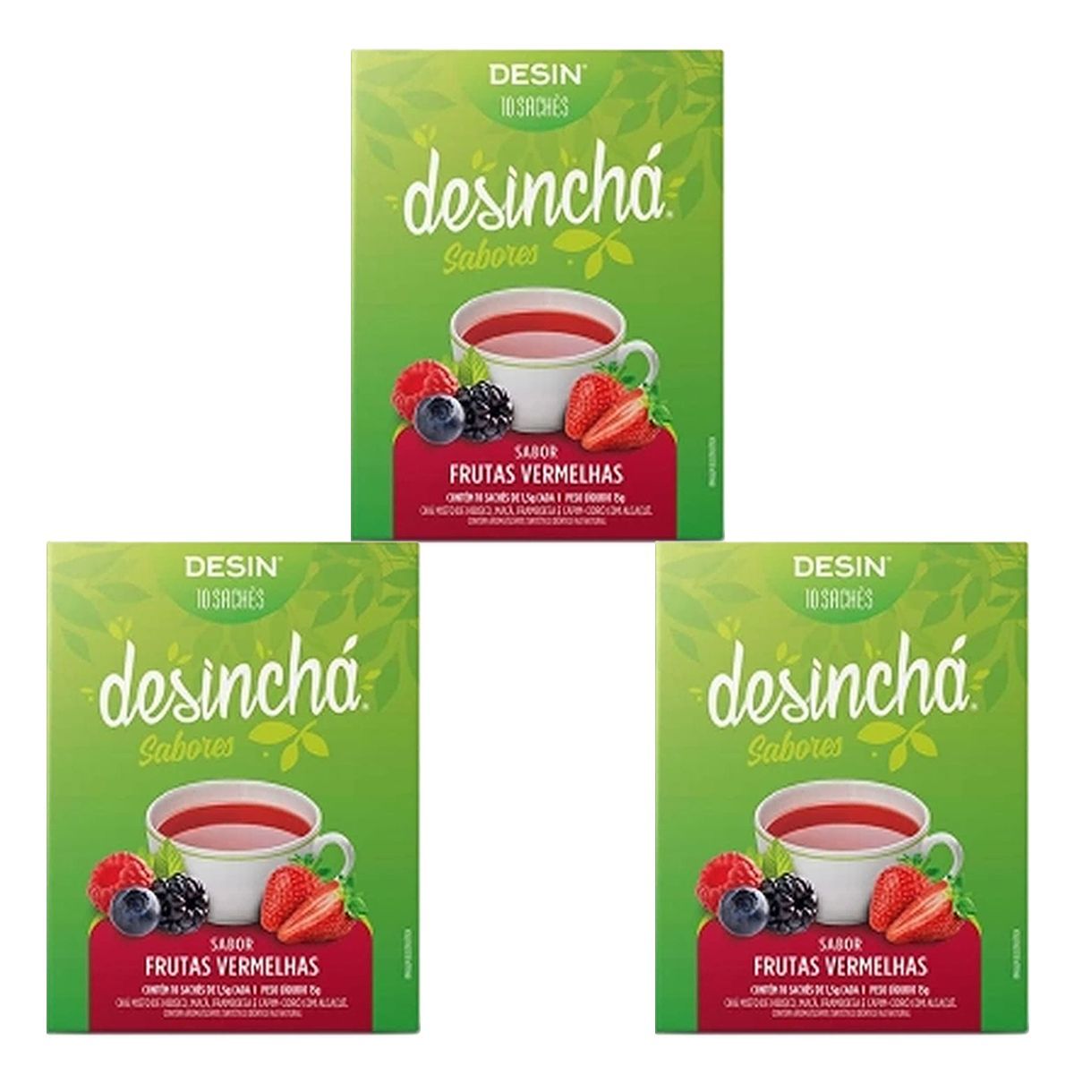 Kit 3X Desinch� Sabores - 10 Sach�s Frutas Vermelhas - Desinch�