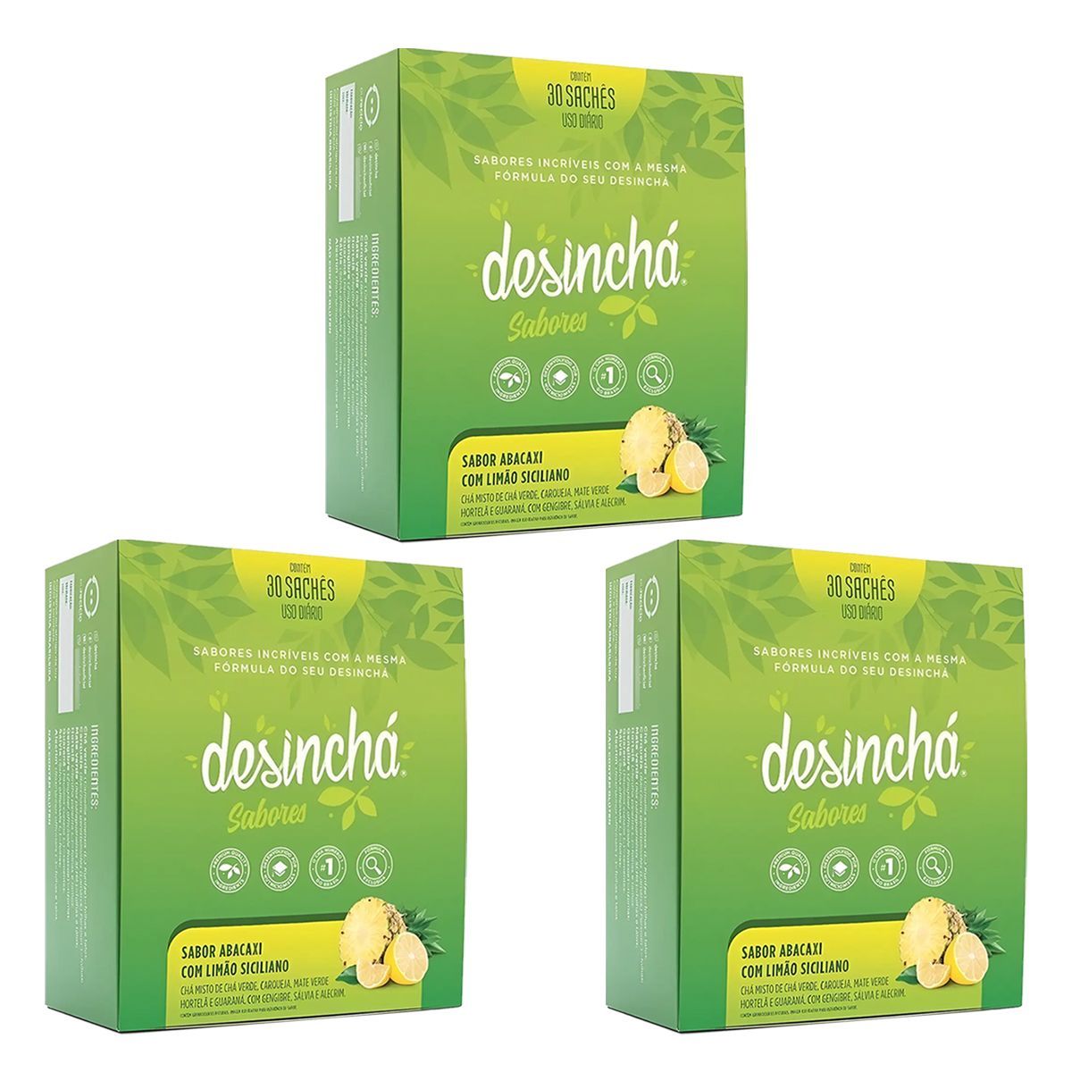 Kit 3X Desinch� Sabores - 30 Sach�s Abacaxi com Lim�o - Desinch�