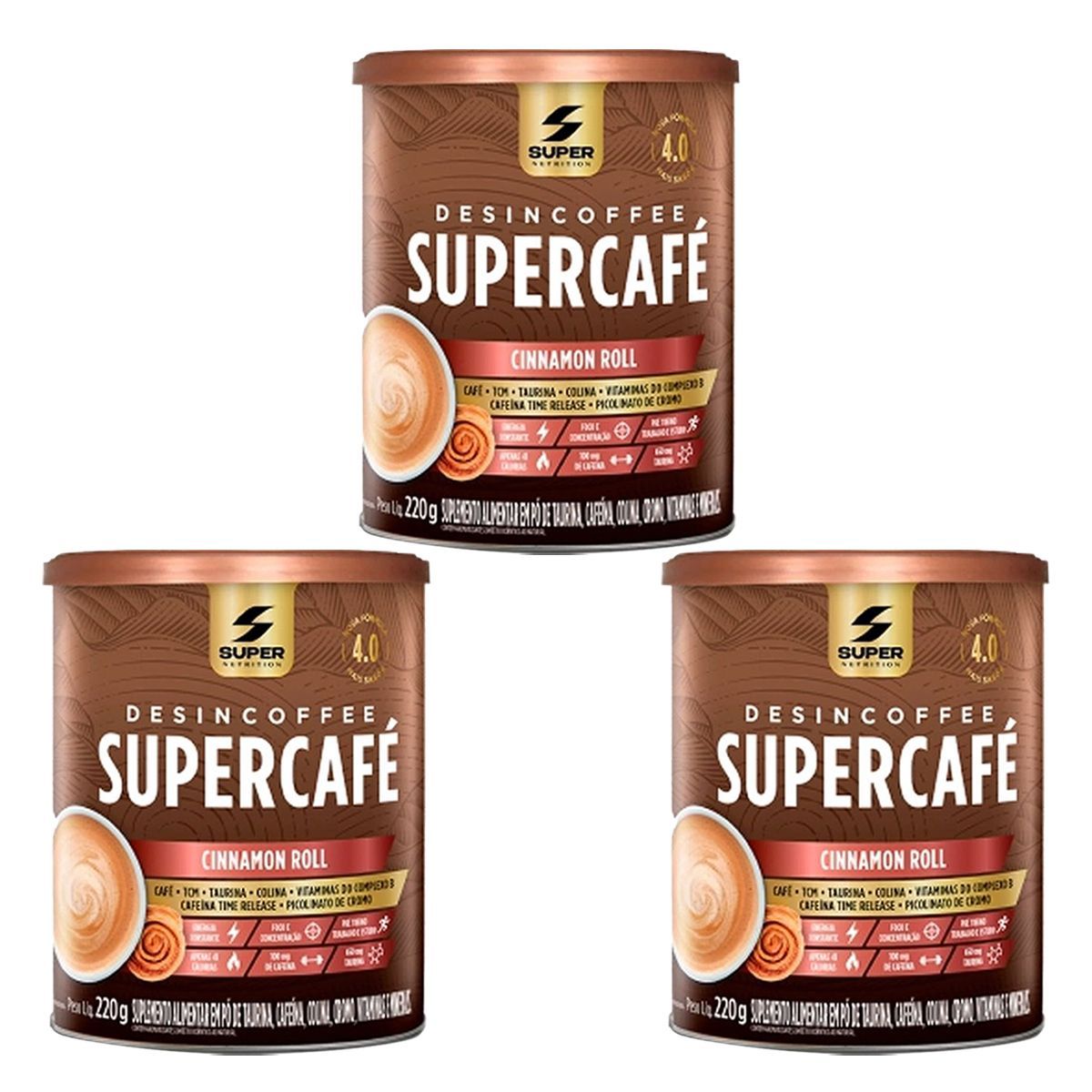 Kit 3X Desincoffee Supercaf� - 220g Cinnamon Roll - Desinch�