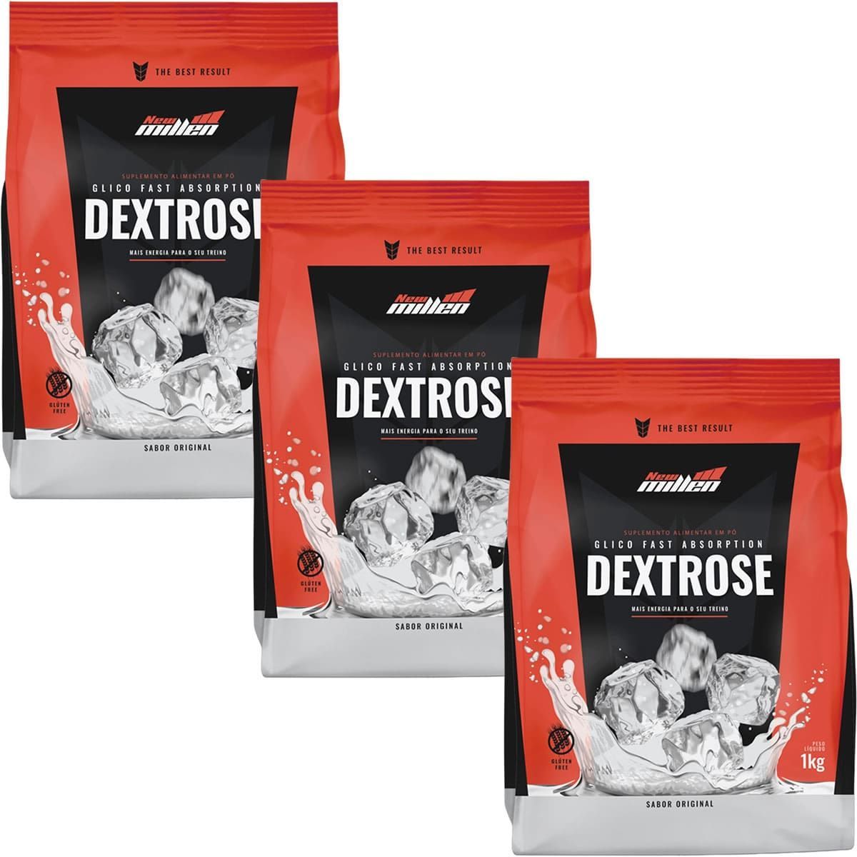 Kit 3X Dextrose - 1000g Refil Original - New Millen