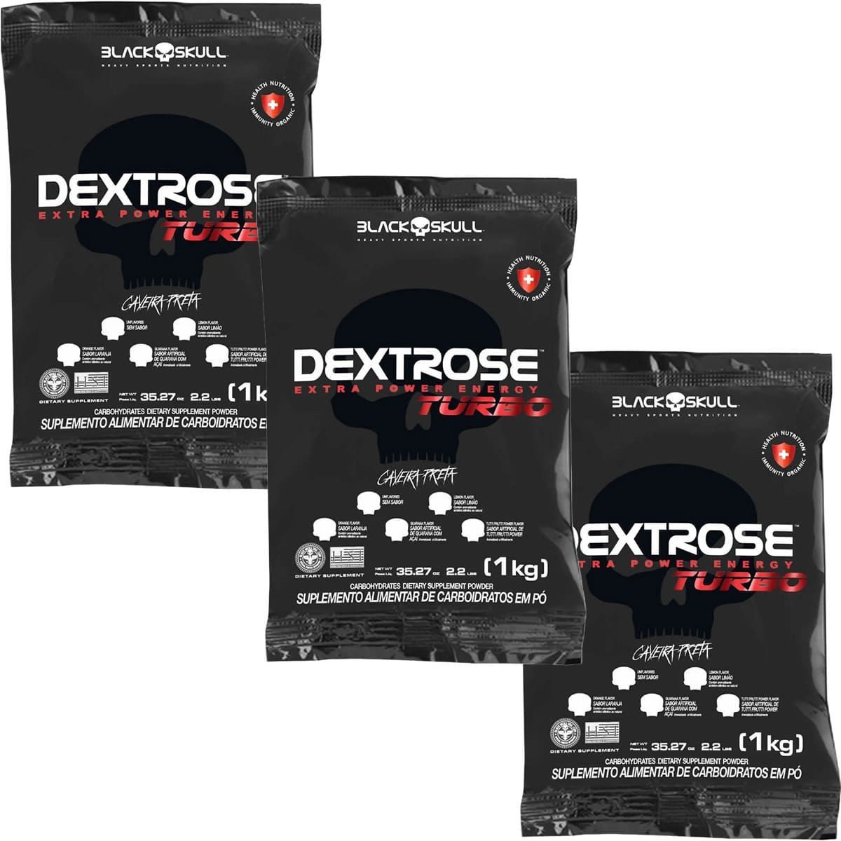 Kit 3X Dextrose Turbo - 1000g Refil Laranja - BlackSkull