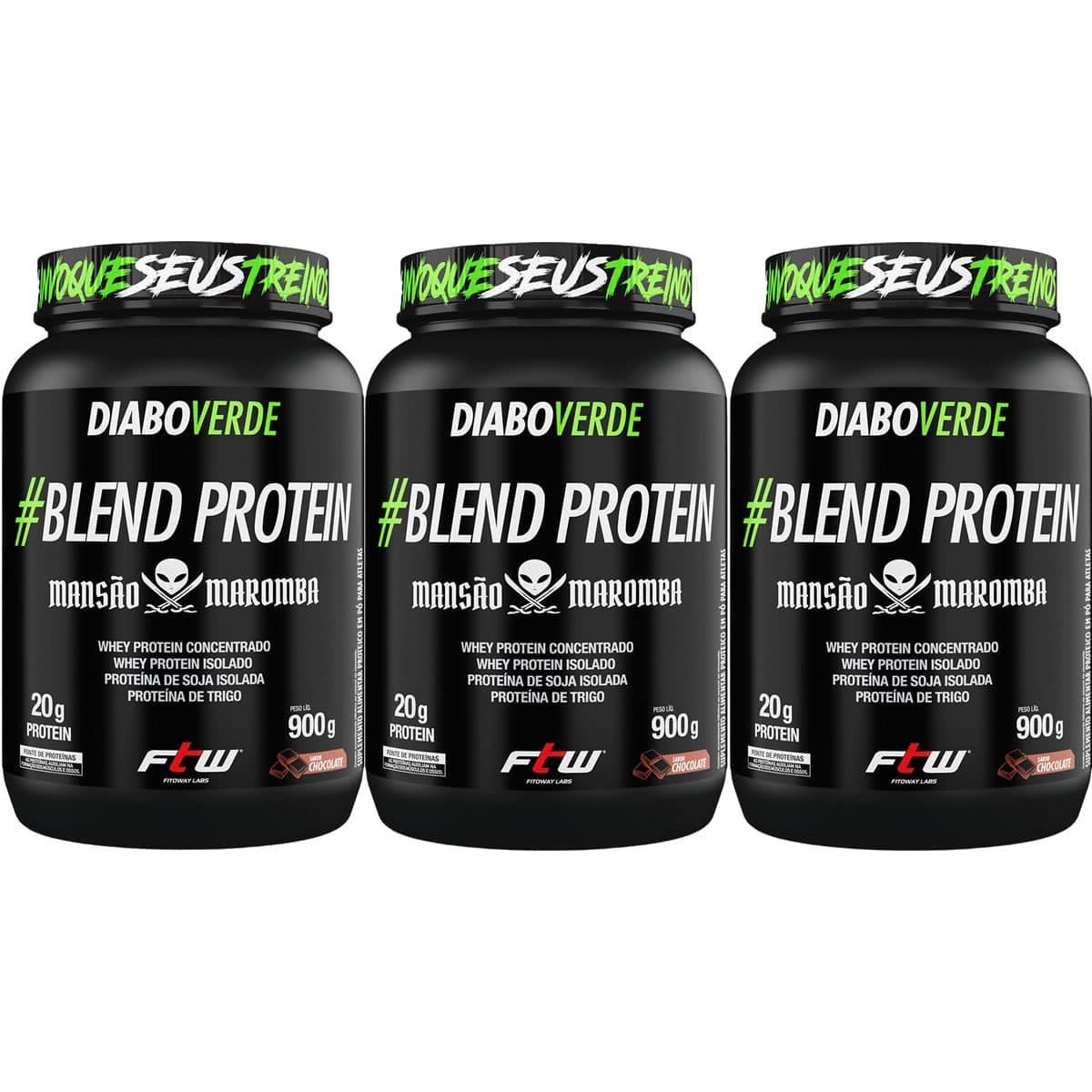 Kit 3X Diabo Verde Blend Protein Mans�o Maromba - 900g Chocolate - FTW