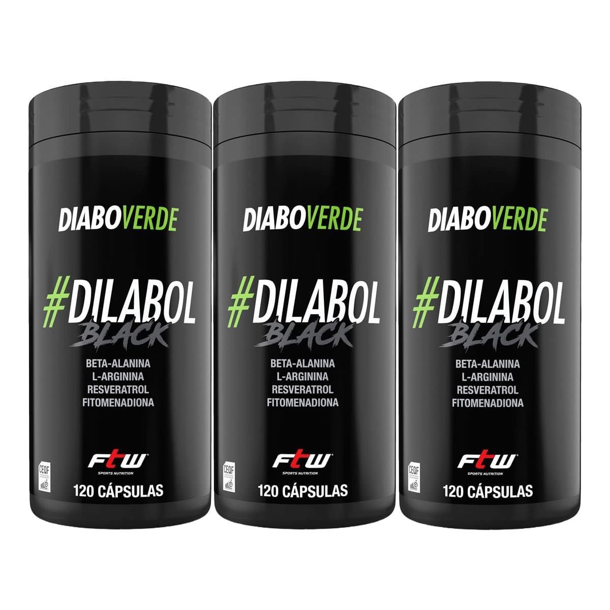 Kit 3X Diabo Verde #Dilabol Black - 120 C�psulas - FTW